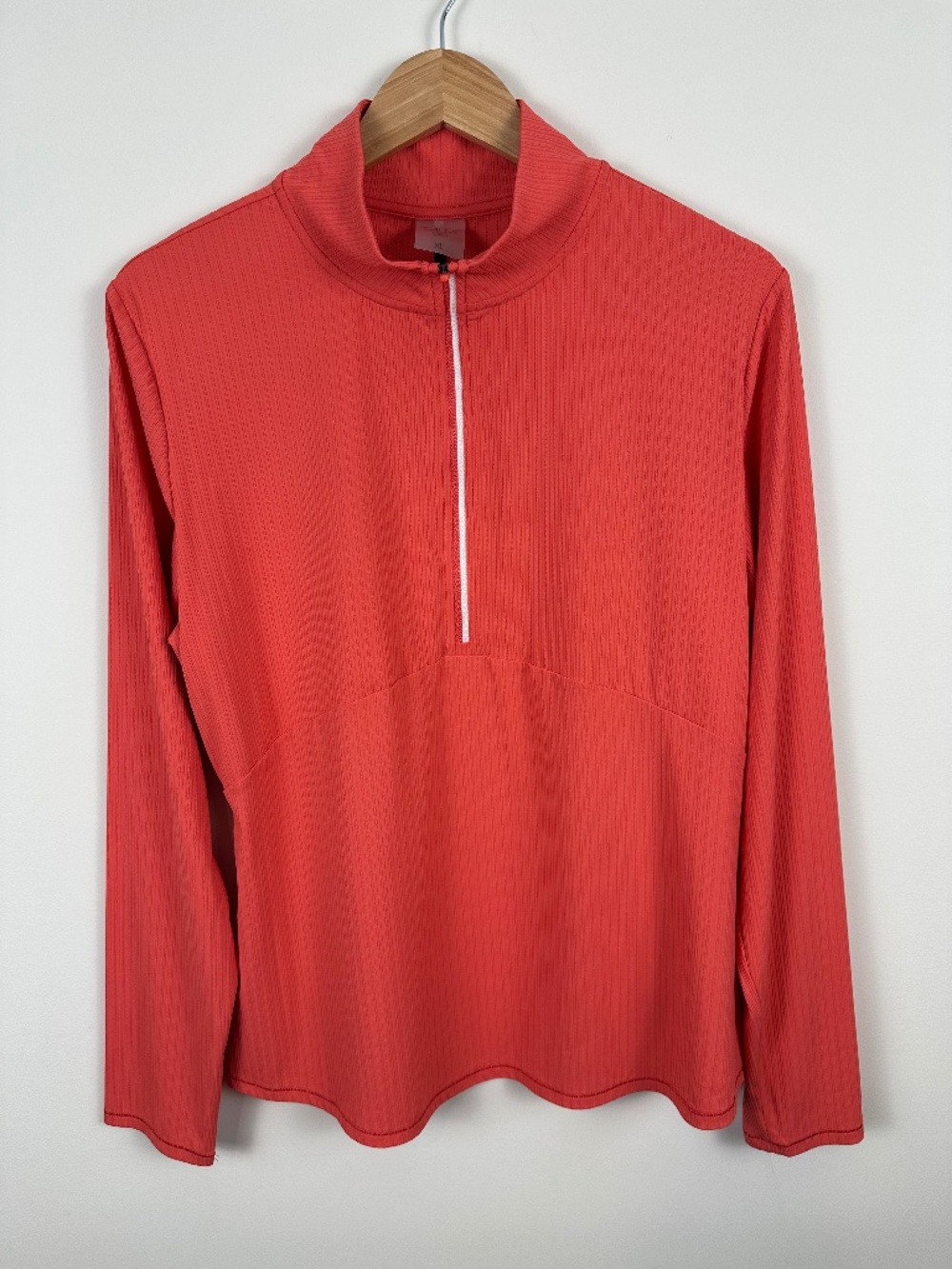 NWT CALIA Golf UV Textured Quarter Zip Crimson Pink XL UPF 50+